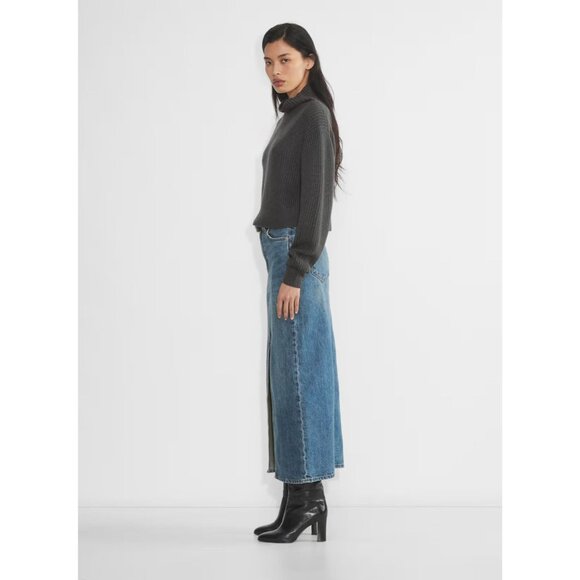 Aritzia WILFRED Montpellier Crop Coal Grey Wool Ribbed Mock Neck Sweater Size XL - Picture 12 of 15